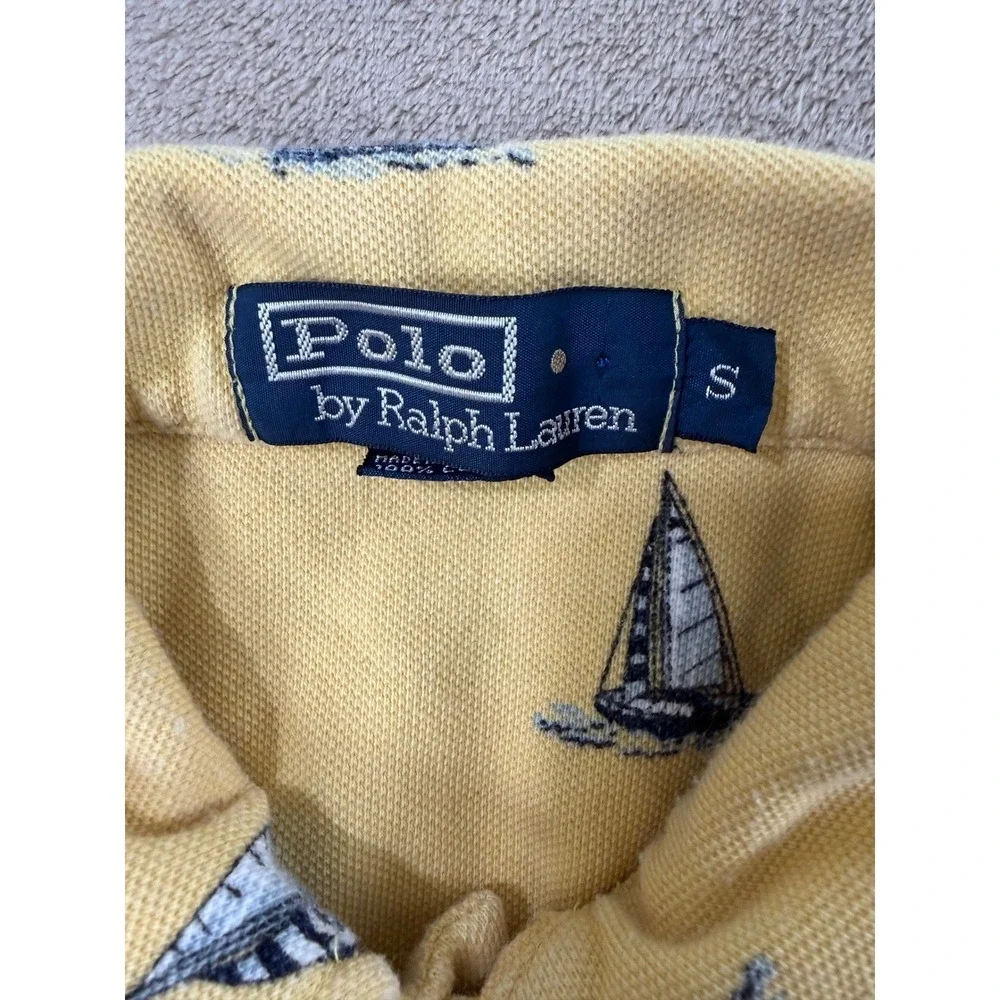 Polo‎ Ralph Lauren Shirt polo Men's size S Yellow Sailboat Print Short Sleeve